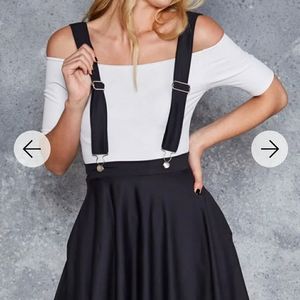 Black Milk Clothing Matte Pinafore Pocket Skater Skirt